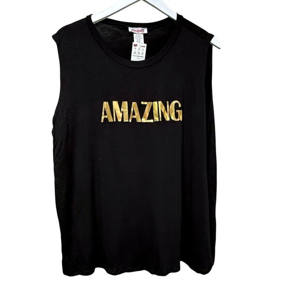MadRag Sleeveless Top Amazing Graphic Tee Size 2XL Black Gold NWT - Picture 1 of 7